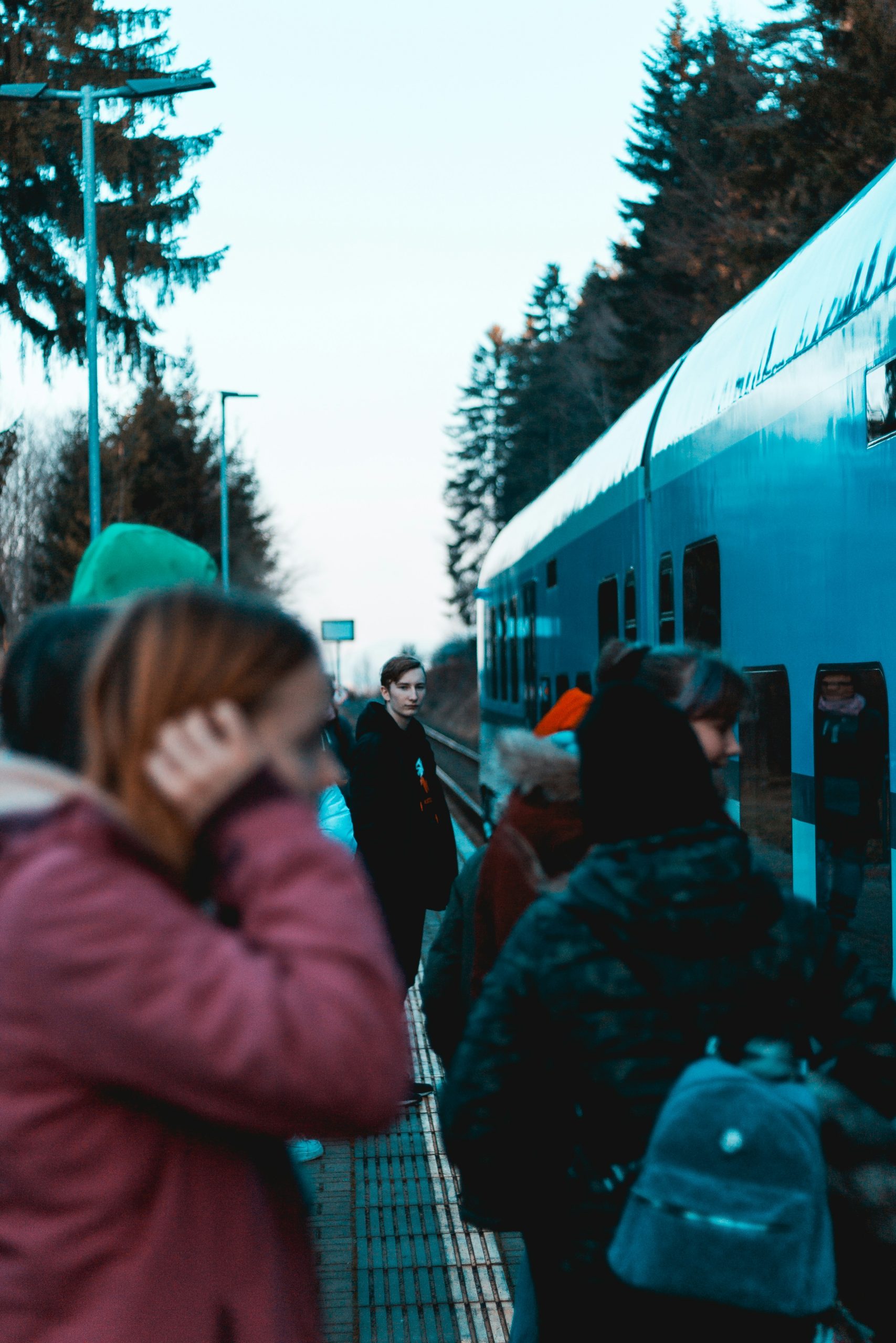 People waiting to enter the train